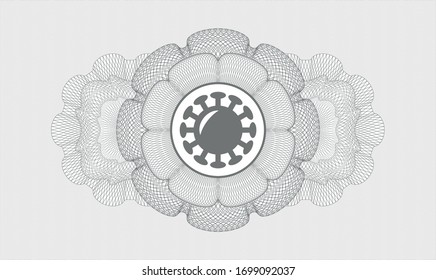 Grey rosette. Linear Illustration. with coronavirus icon inside
