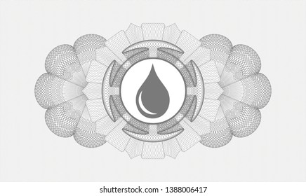 Grey rosette. Linear Illustration. with drop icon inside