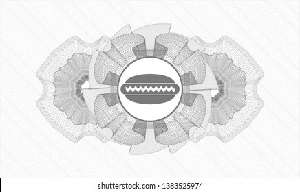 Grey rosette. Linear Illustration. with hot dog icon inside