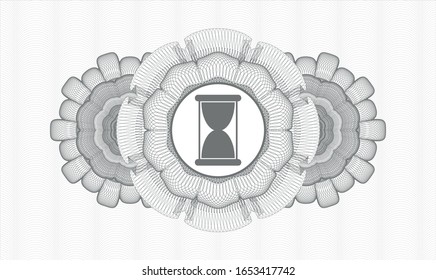 Grey rosette. Linear Illustration. with hourglass icon inside