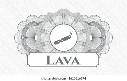 Grey rosette. Linear Illustration. with joint, cigarette icon and Lava text inside
