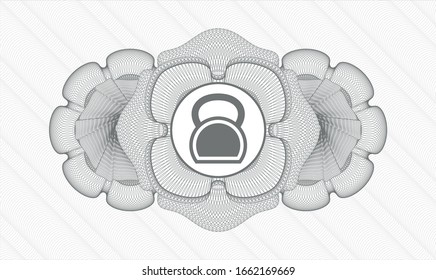 Rosette gris. Ilustración lineal. con el icono de kettlebell dentro