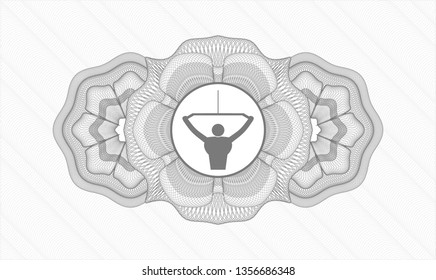 Grey rosette. Linear Illustration. with lat pull down, exercise icon inside