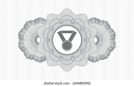 Grey rosette. Linear Illustration. with medal icon inside