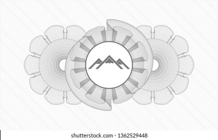 Grey rosette. Linear Illustration. with mountain icon inside