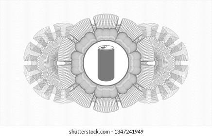 Grey rosette. Linear Illustration. with soda can icon inside
