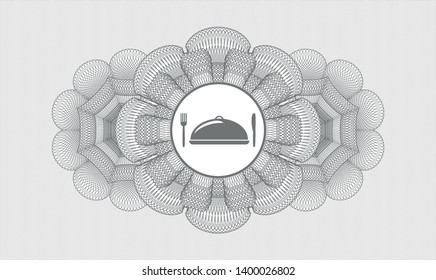 Grey rosette. Linear Illustration. with special food icon inside