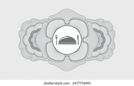 Grey rosette. Linear Illustration. with special food icon inside