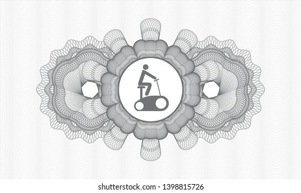 Grey rosette. Linear Illustration. with stationary bike icon inside