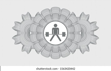Grey rosette. Linear Illustration. with sumo deadlift icon inside