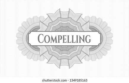 Grey rosette. Linear Illustration. with text Compelling inside
