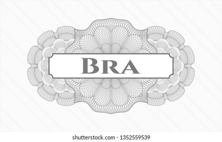 Grey rosette. Linear Illustration. with text Bra inside