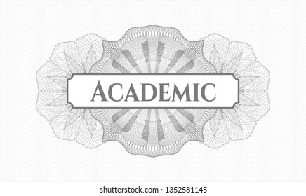 Grey rosette. Linear Illustration. with text Academic inside