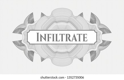 Grey rosette. Linear Illustration. with text Infiltrate inside