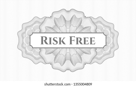 Grey rosette. Linear Illustration. with text Risk Free inside