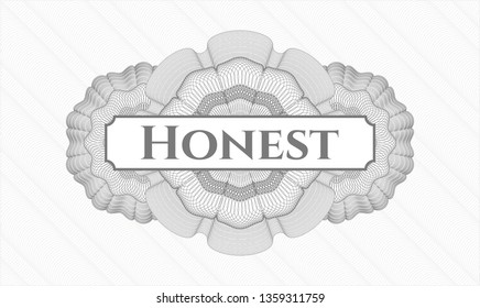 Grey rosette. Linear Illustration. with text Honest inside