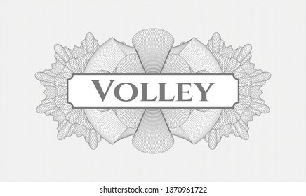 Grey rosette. Linear Illustration. with text Volley inside