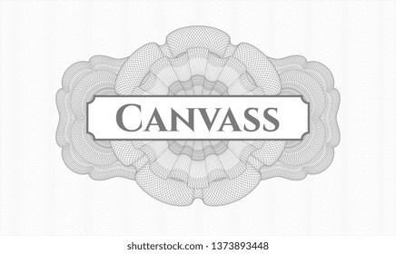 Grey rosette. Linear Illustration. with text Canvass inside