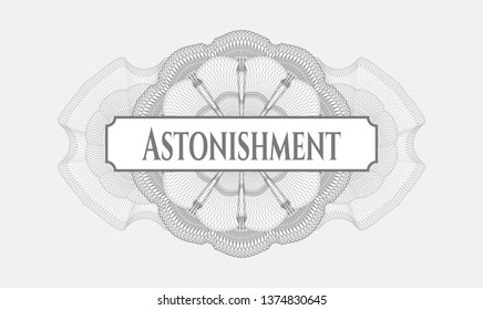 Grey rosette. Linear Illustration. with text Astonishment inside
