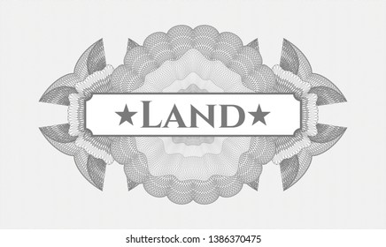 Grey rosette. Linear Illustration. with text Land inside