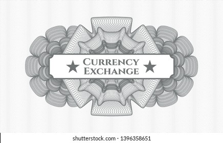 Grey rosette. Linear Illustration. with text Currency Exchange inside