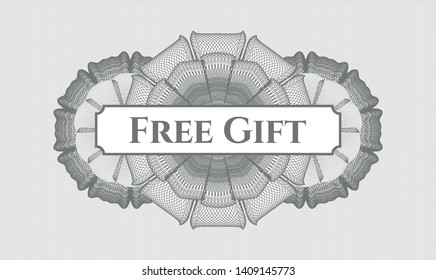 Grey rosette. Linear Illustration. with text Free Gift inside