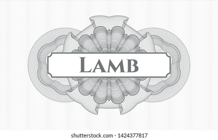Grey rosette. Linear Illustration. with text Lamb inside