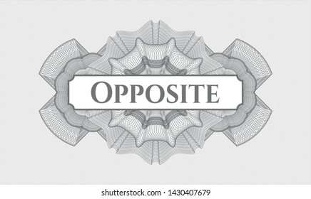 Grey rosette. Linear Illustration. with text Opposite inside