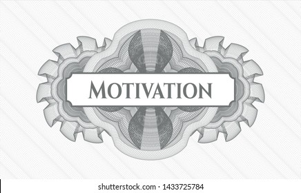 Grey rosette. Linear Illustration. with text Motivation inside