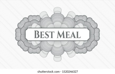 Grey rosette. Linear Illustration. with text Best Meal inside