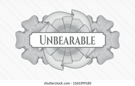 Grey rosette. Linear Illustration. with text Unbearable inside