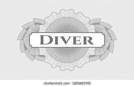 Grey rosette. Linear Illustration. with text Diver inside