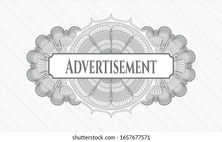 Grey rosette. Linear Illustration. with text Advertisement inside