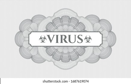 Grey rosette. Linear Illustration. with text Virus inside