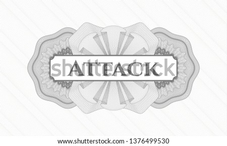 Grey rosette. Linear Illustration. with text Attack inside