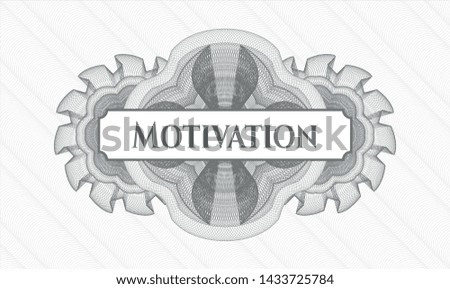 Grey rosette. Linear Illustration. with text Motivation inside