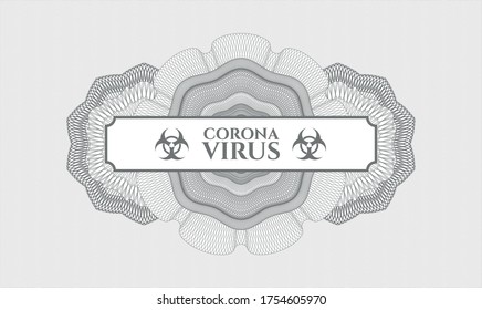 Grey rosette. Linear Illustration. Vector. Detailed with text Coronavirus inside