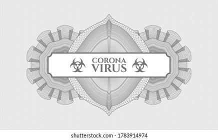 Grey rosette. Linear Illustration. Vector. Detailed with text Coronavirus inside