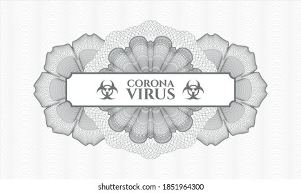 Graurosette. Lineare Illustration. Vektorgrafik. Detaillierte Beschreibung mit Text Coronavirus im Inneren