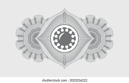 Grey rosette. Linear Illustration. Vector. Detailed with coronavirus icon inside