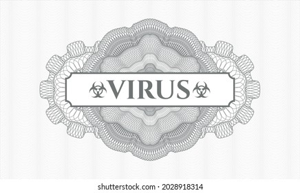 Grey rosette. Linear Illustration. Vector. Detailed with text Virus inside