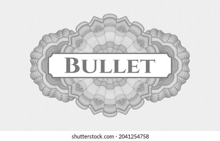 Grey rosette. Linear Illustration. Vector. Detailed with text Bullet inside