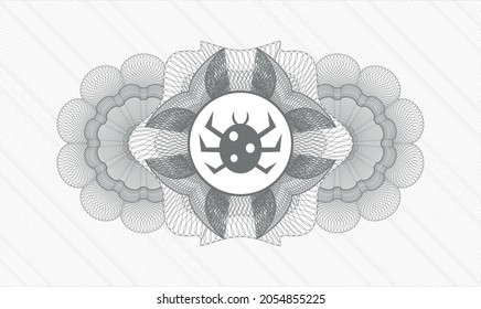 Grey rosette. Linear Illustration. Vector. Detailed with bug icon inside
