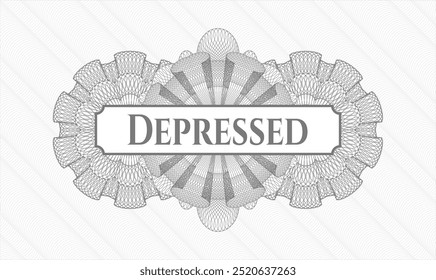 Grey rosette. Linear Illustration. Vector. Detailed with text Depressed inside
