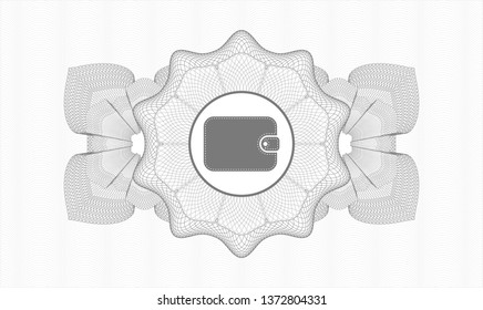 Grey rosette. Linear Illustration. with wallet icon inside