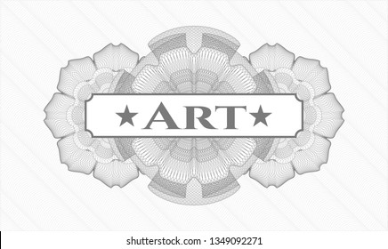 Grey rosette (money style emblem) with text Art inside