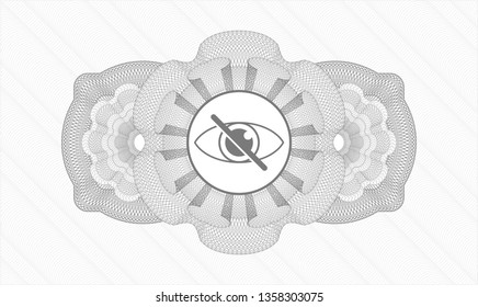 Grey rosette (money style emblem) with blind icon inside