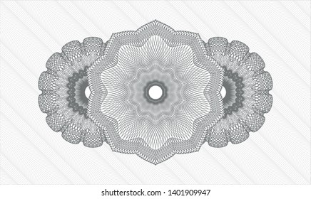 Grey rosette or money style emblem. Vector Illustration. Detailed.