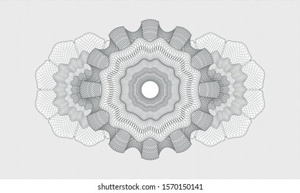 Grey rosette or money style emblem. Vector Illustration. Detailed.