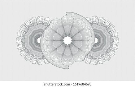 Grey rosette or money style emblem. Vector Illustration. Detailed.